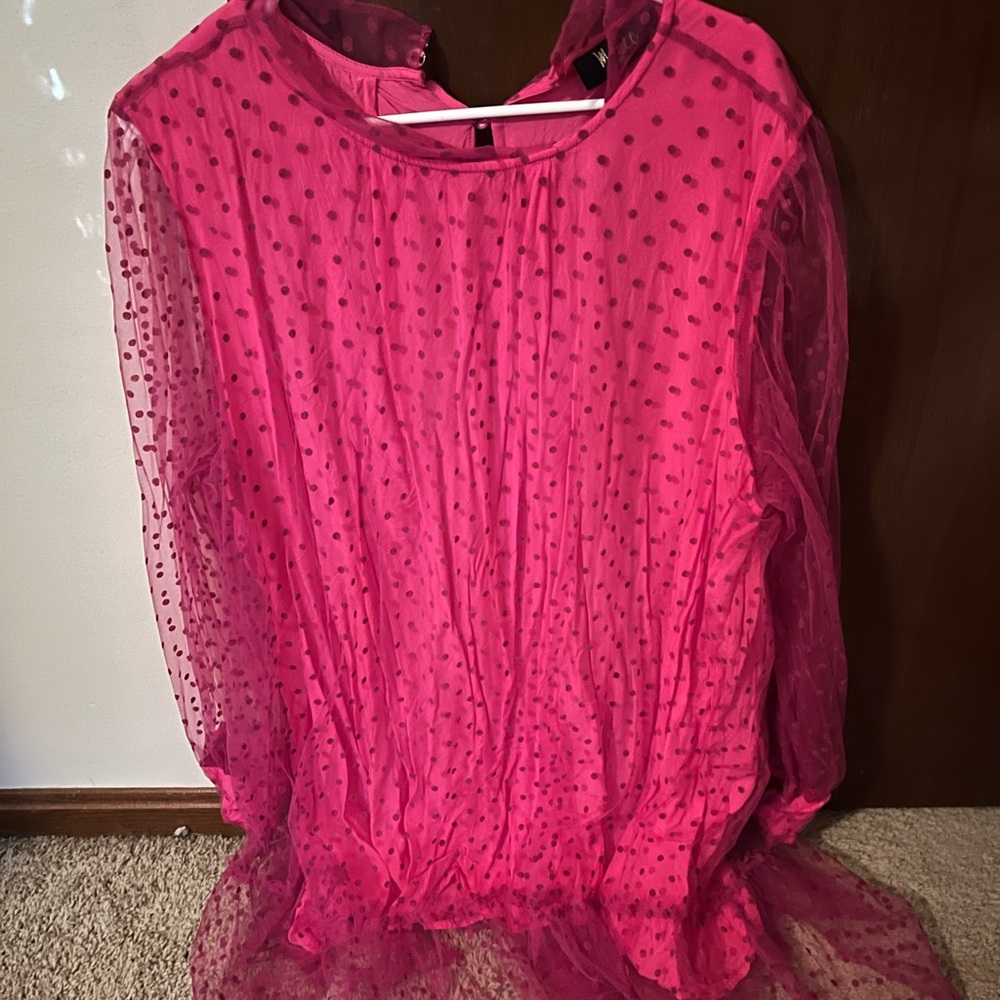 Pink Sheer Polka Dot Dress